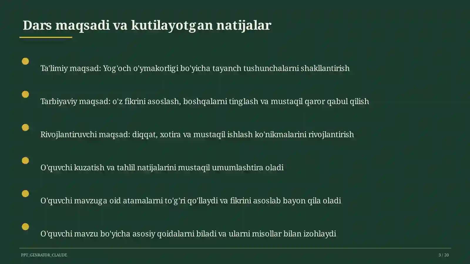 Yog'och o'ymakorligi (7-sinf) 1