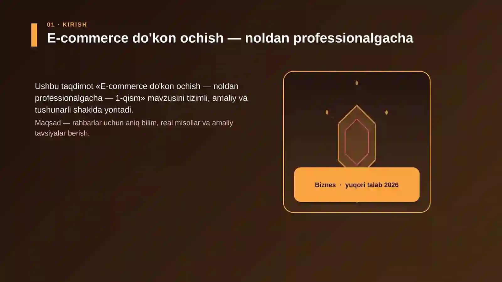 E-commerce do'kon ochish — noldan professionalgacha — 1-qism 3