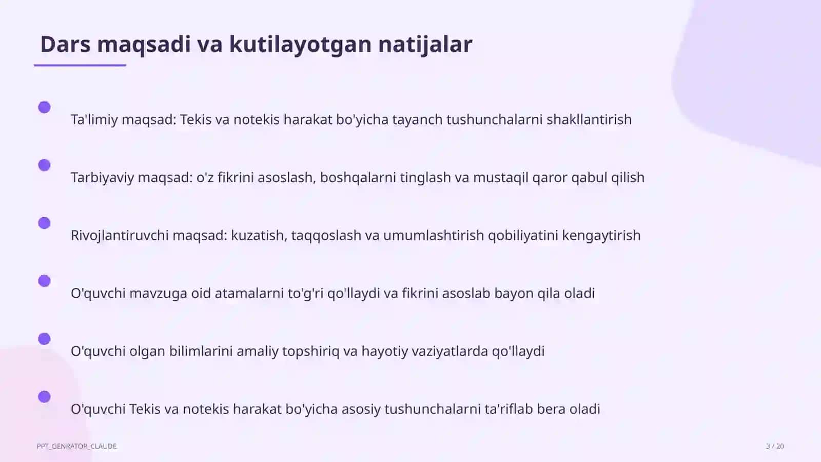 Tekis va notekis harakat (7-sinf) 3