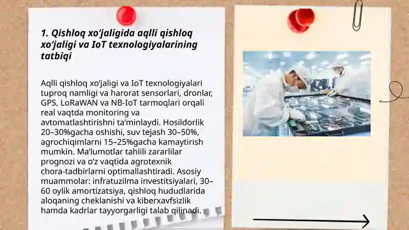 Qishloq xo‘jaligida aqlli qishloq xo‘jaligi va IoT texnologiyalarining tatbiqi 3