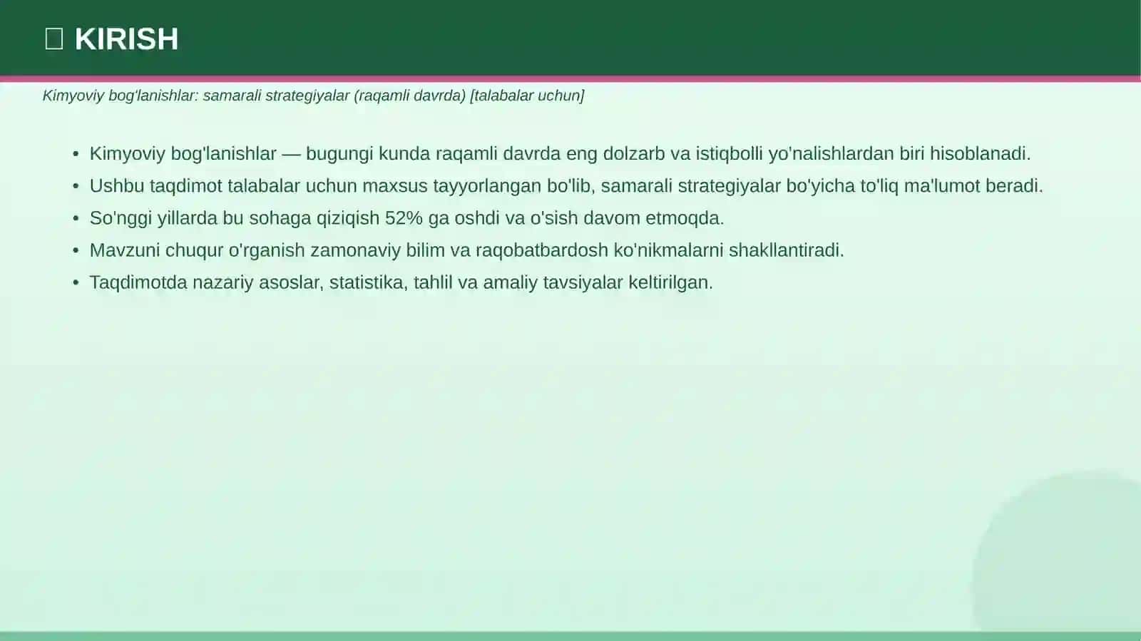 Kimyoviy bog'lanishlar: samarali strategiyalar 3