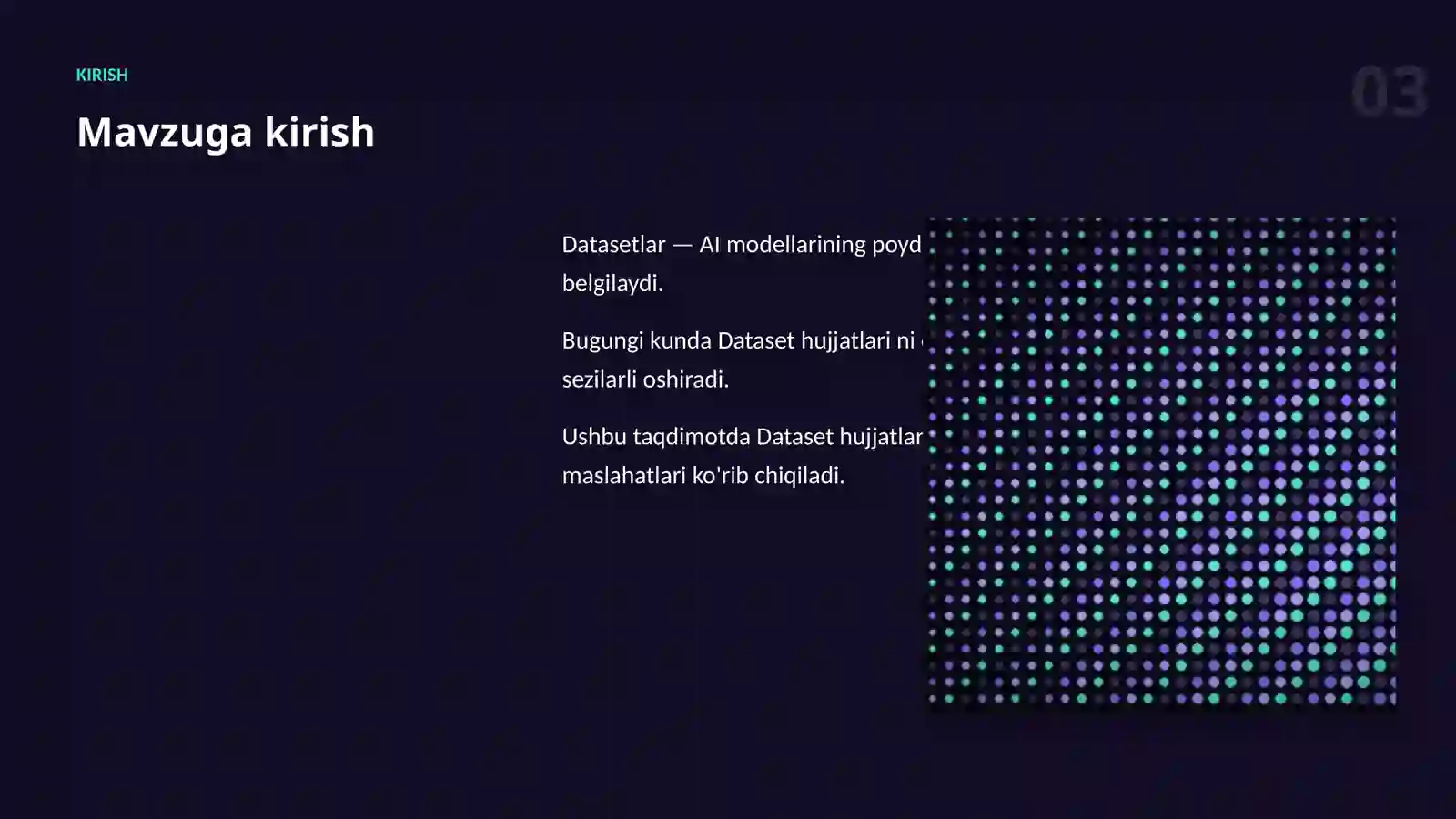 Datasetlar va ma'lumot 3
