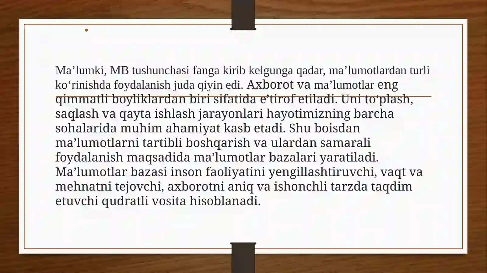Maʼlumotlar bazalarini boshqarishning amaliy Dasturiy paketlari 3