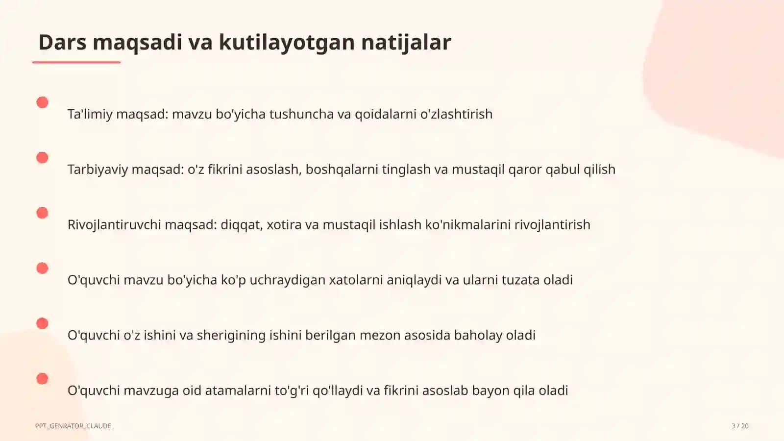 Blum taksonomiyasi va o'quv maqsadlari 3