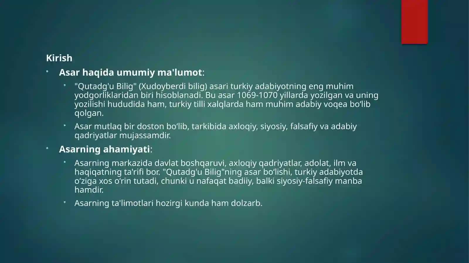 Yusuf Xos Hojibning “Qutadg’u Bilig” asari. 3