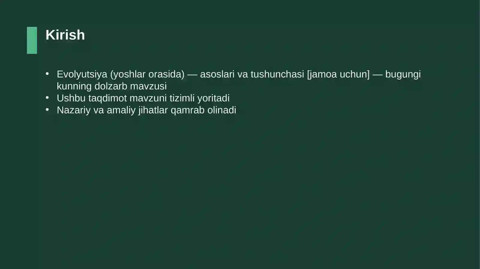 Evolyutsiya (yoshlar orasida) — asoslari va tushunchasi [jamoa uchun] 3