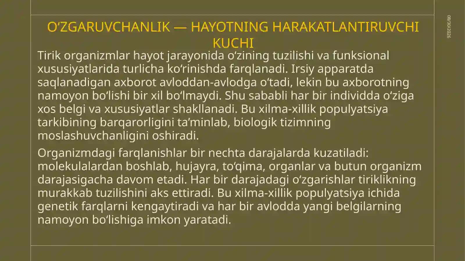 O‘zgaruvchanlik vauning xillari 3