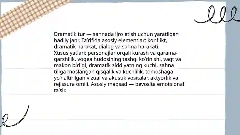 Dramatik tur va uning janrlari 3