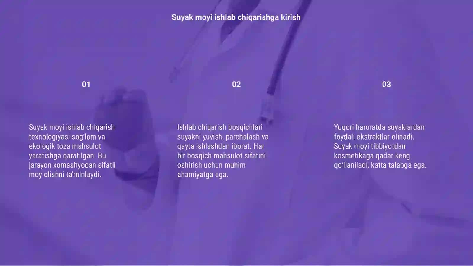 Suyak moyi ishlab chiqarish texnologiyasi 3