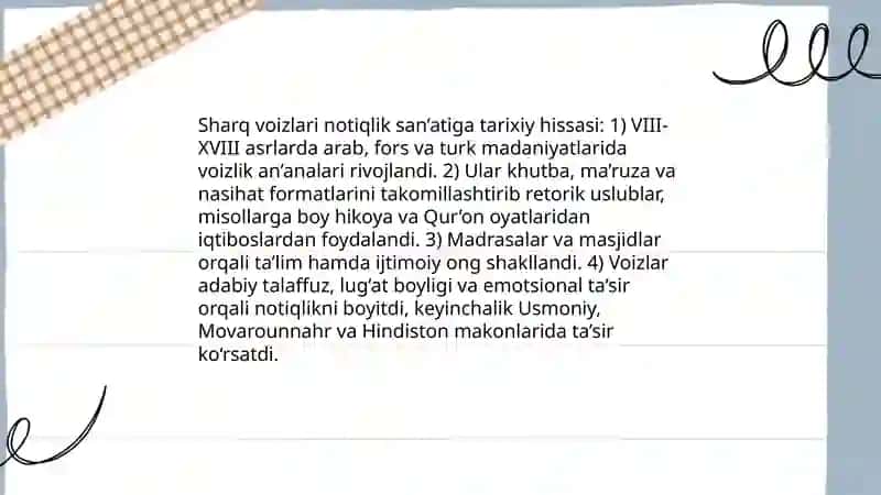 Sharq hamda ğarbning mashhur voizlari va ularning notiqlik san'atiga qo'shgan hissalari 3
