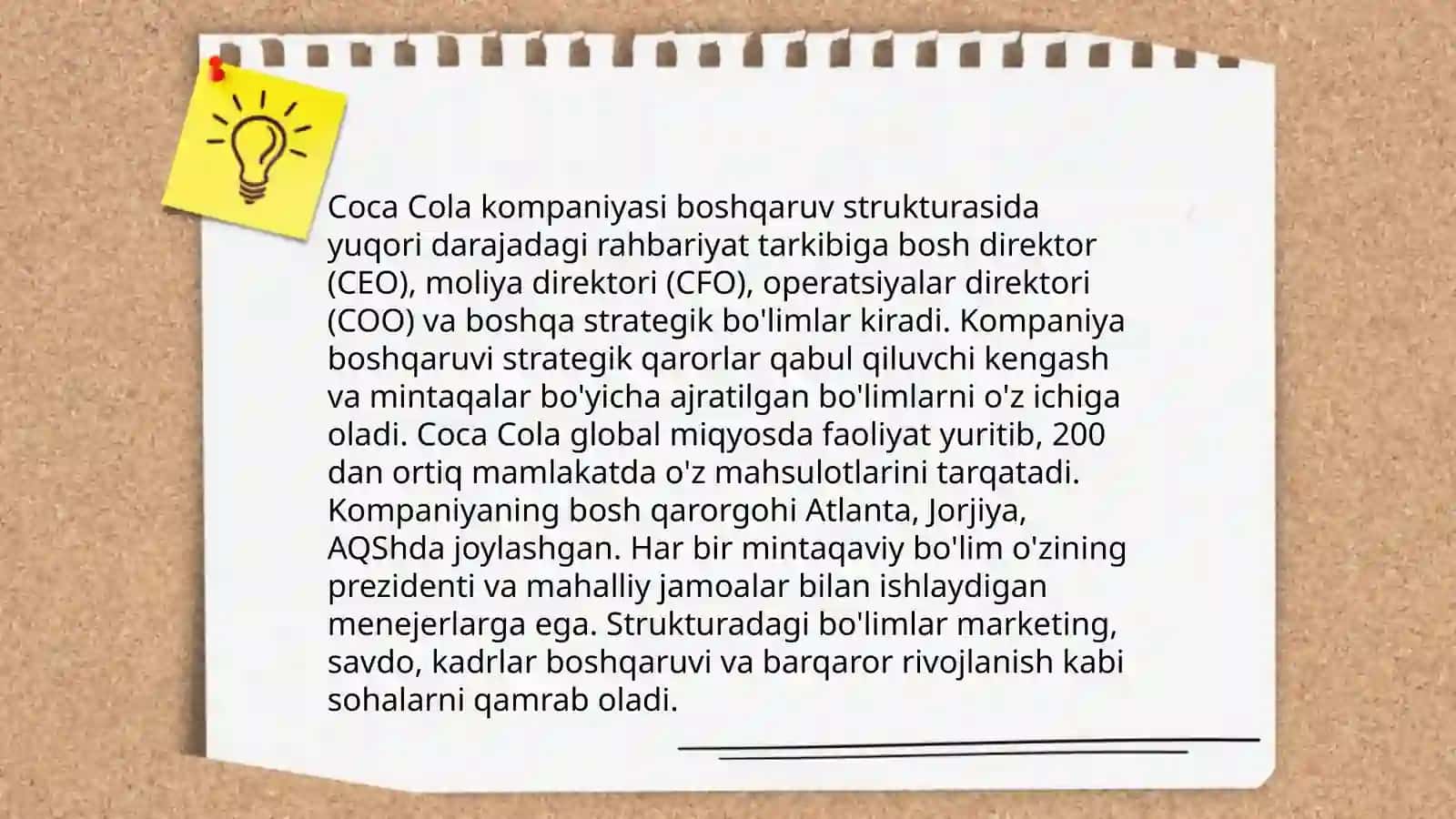 Coca Cola boshqaruv tizimi 3