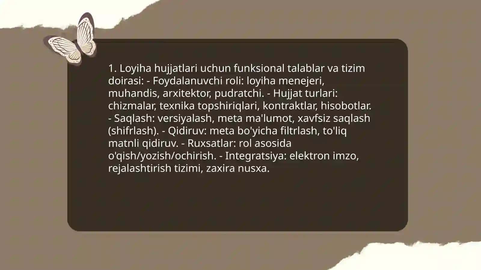 Loyiha hujjatlari uchun funksional talablar va tizim doirasi 3