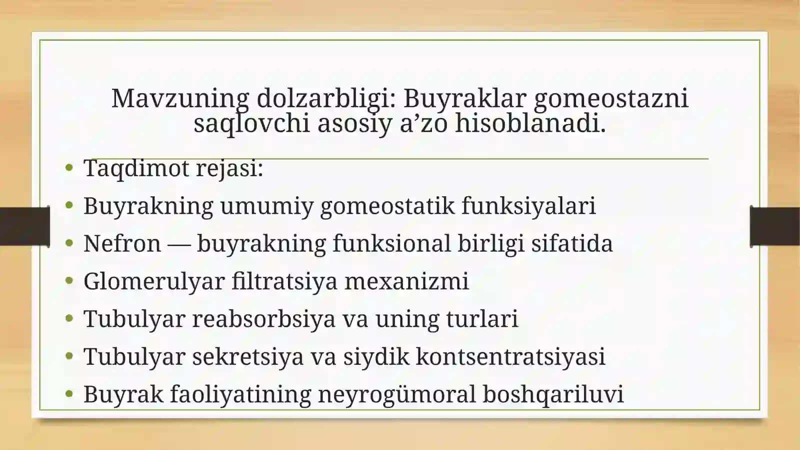 Buyrak Fiziologiyasi va Nefronning Funktsional Strukturasi 3