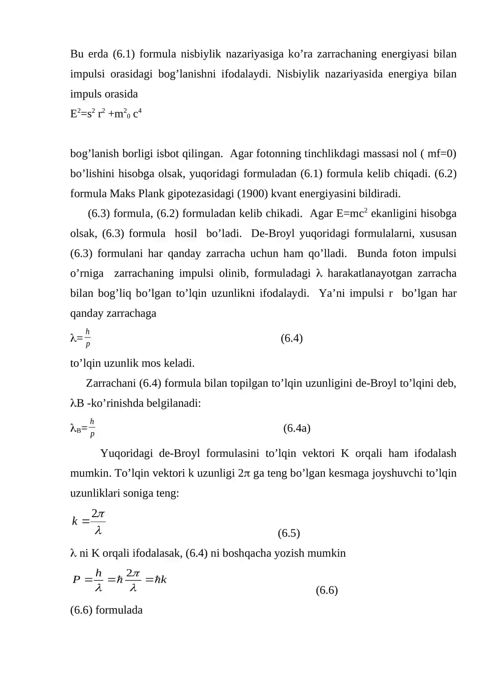 Mikrozаrrаchаlаrning to’lqin xossаlаri. Kvаnt mexаnikаsi elementlаri 3