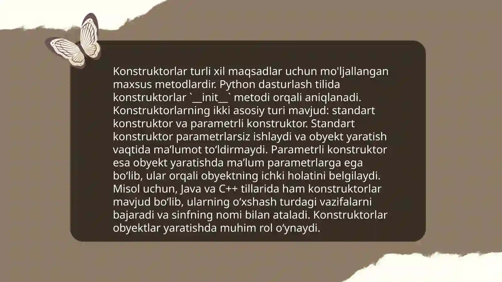 Konstruktorlar va ularni tashkil etish usullari 3