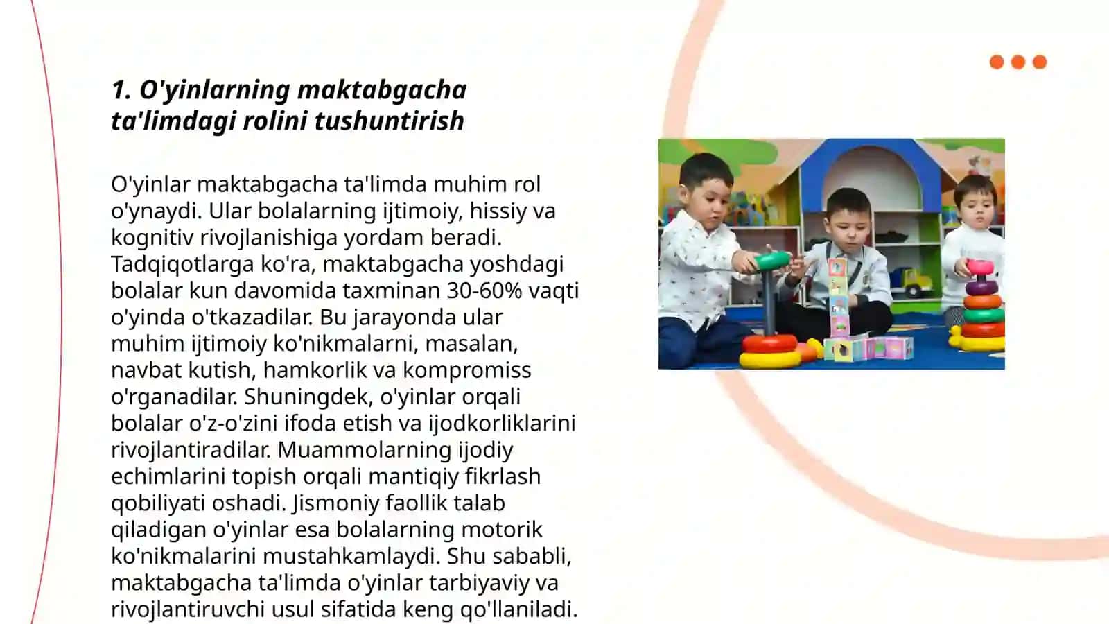 O'yinlarning maktabgacha ta'lim va tarbiyadagi o'rni va ahamiyati 3