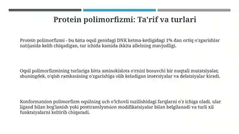 Oqsillarning koʻpshakilligi va ahamiyati 3