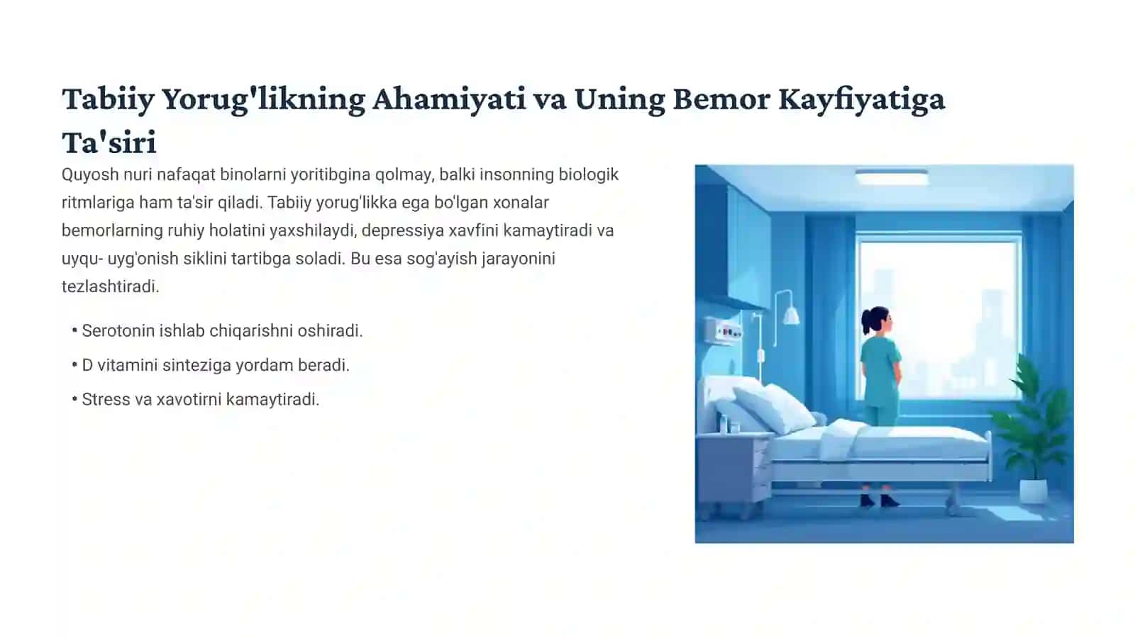Kasalxona xonalarining tabiiy va sun'iy yoritilganlik holatini baholash 3