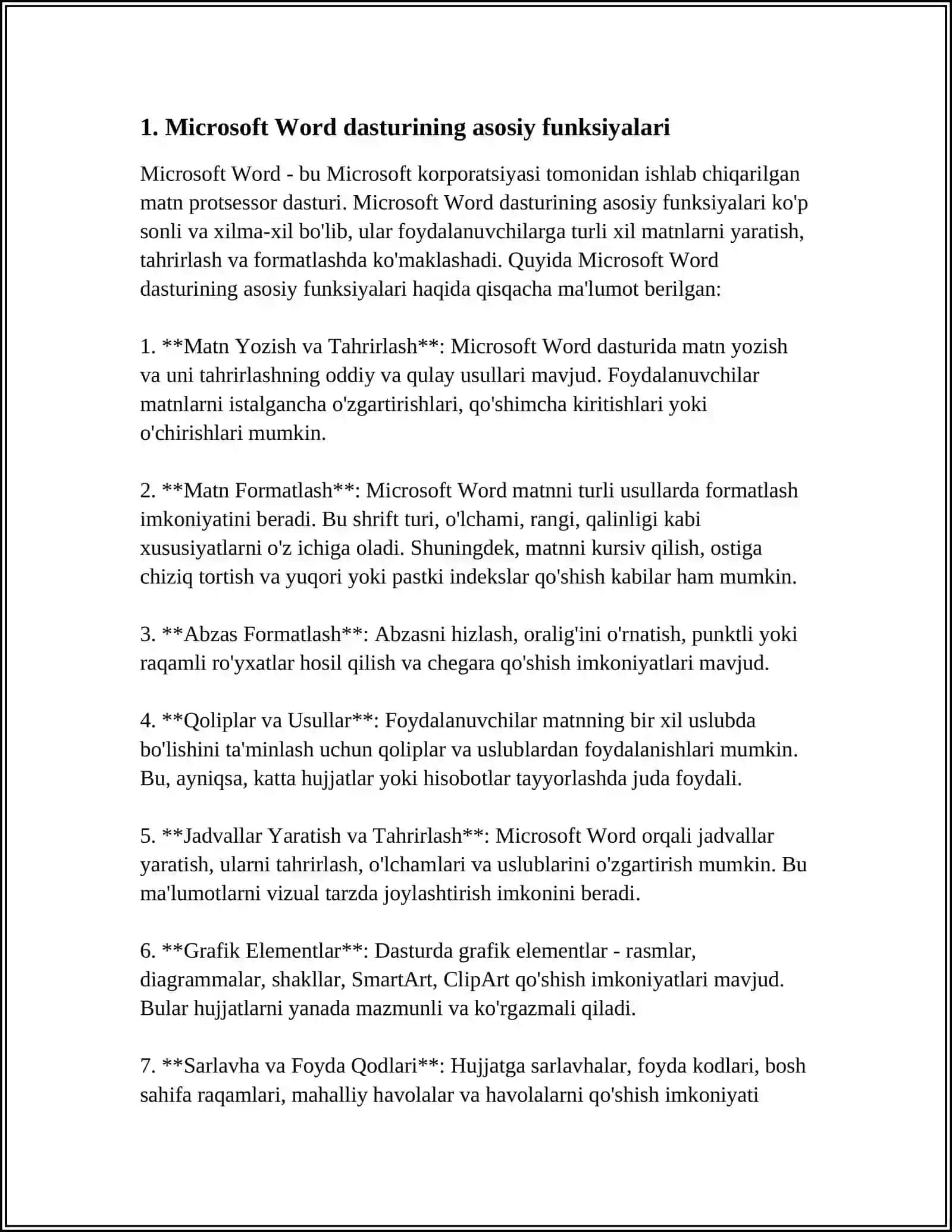 MICROSOFT OFFICE HAQIDA MUSTAQIL ISH 3