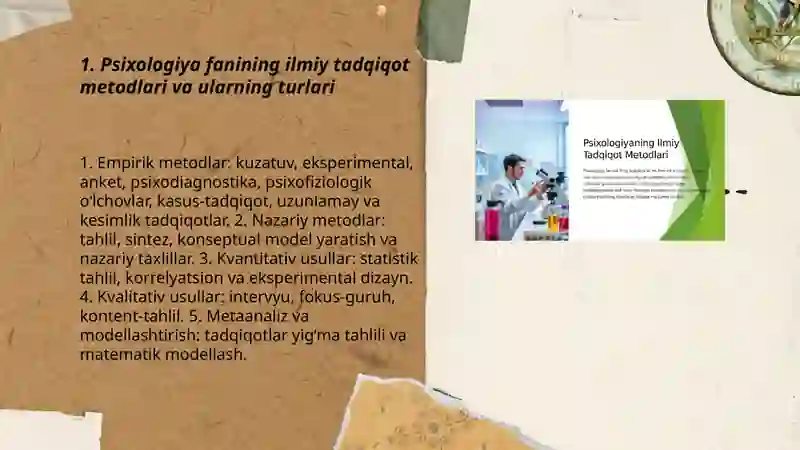 Psixologiya fanining ilmiy tadqiqot metodlari 3