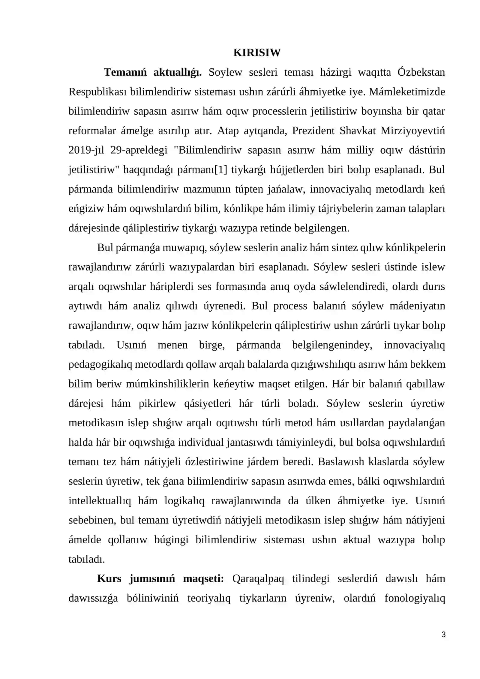 SESLERDIŃ DAWÍSLÍ HÁM DAWÍSSÍZ BOLÍP BÓLINIWI 3