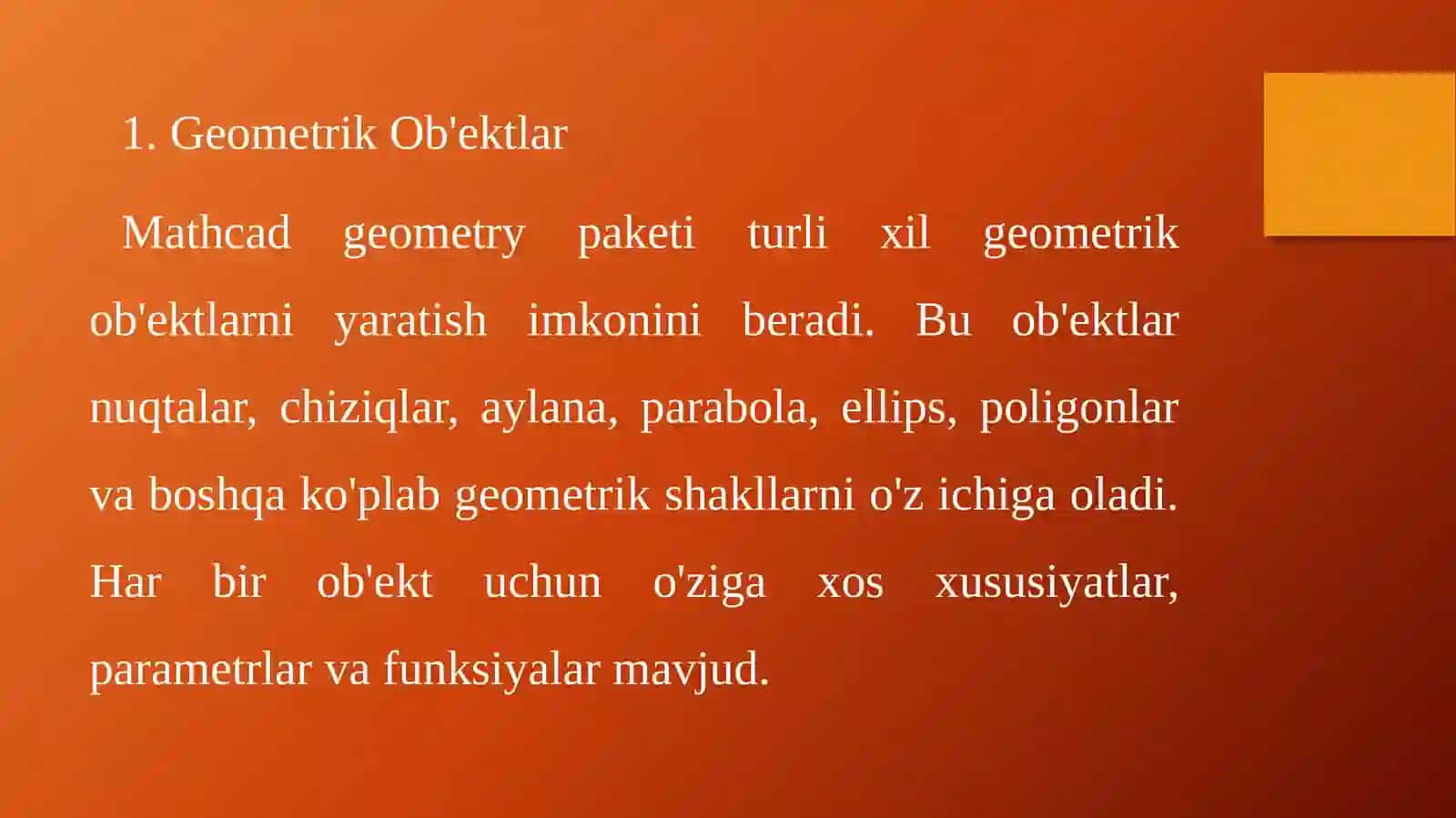 Mathcad geometriya paketi funksiyalari 3