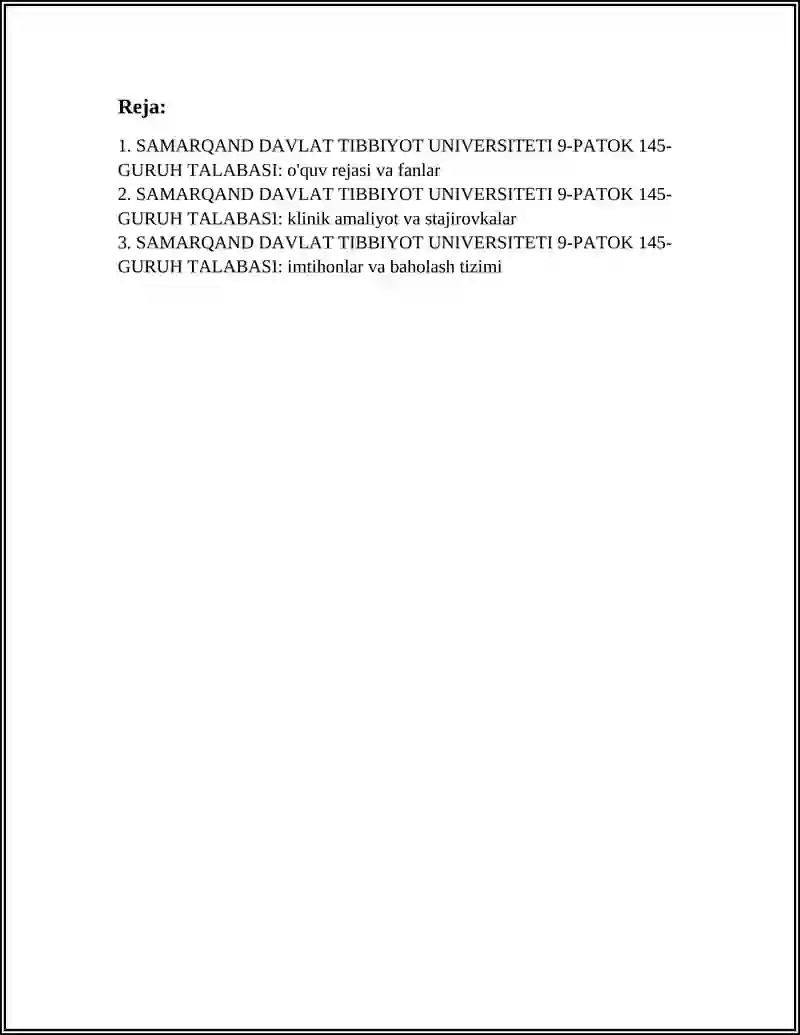 SAMARQAND DAVLAT TIBBIYOT UNIVERSITETI 9-PATOK 145-GURUH TALABASI 3