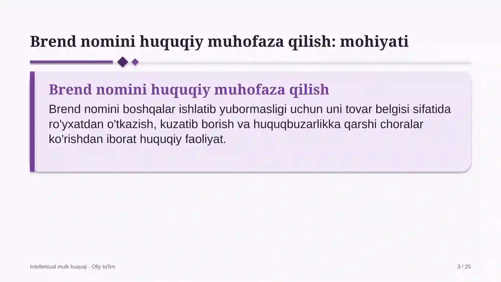 xo'jalik mollari do'konlarida brend nomini huquqiy muhofaza qilish 5947 3