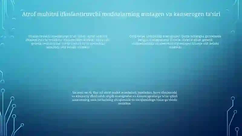 Muhim Rol O‘Ynaydigan Mutogen, Konserogen Omillarning Genetik Oqibatlari 3