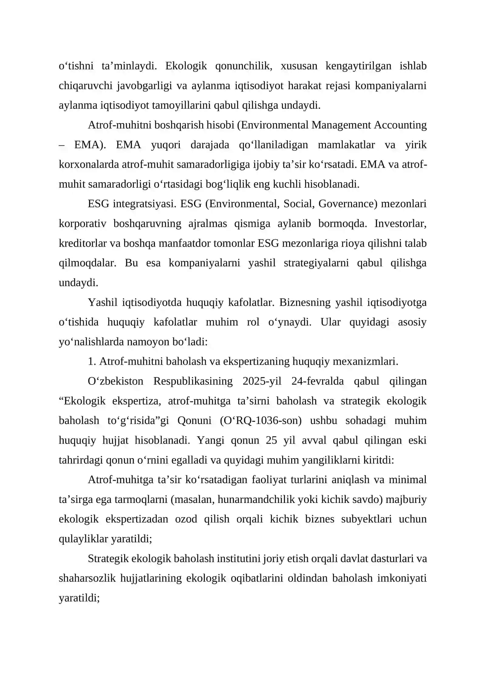 Yashil iqtisodiyotda biznes boshqaruvi va huquqiy kafolatlar 3