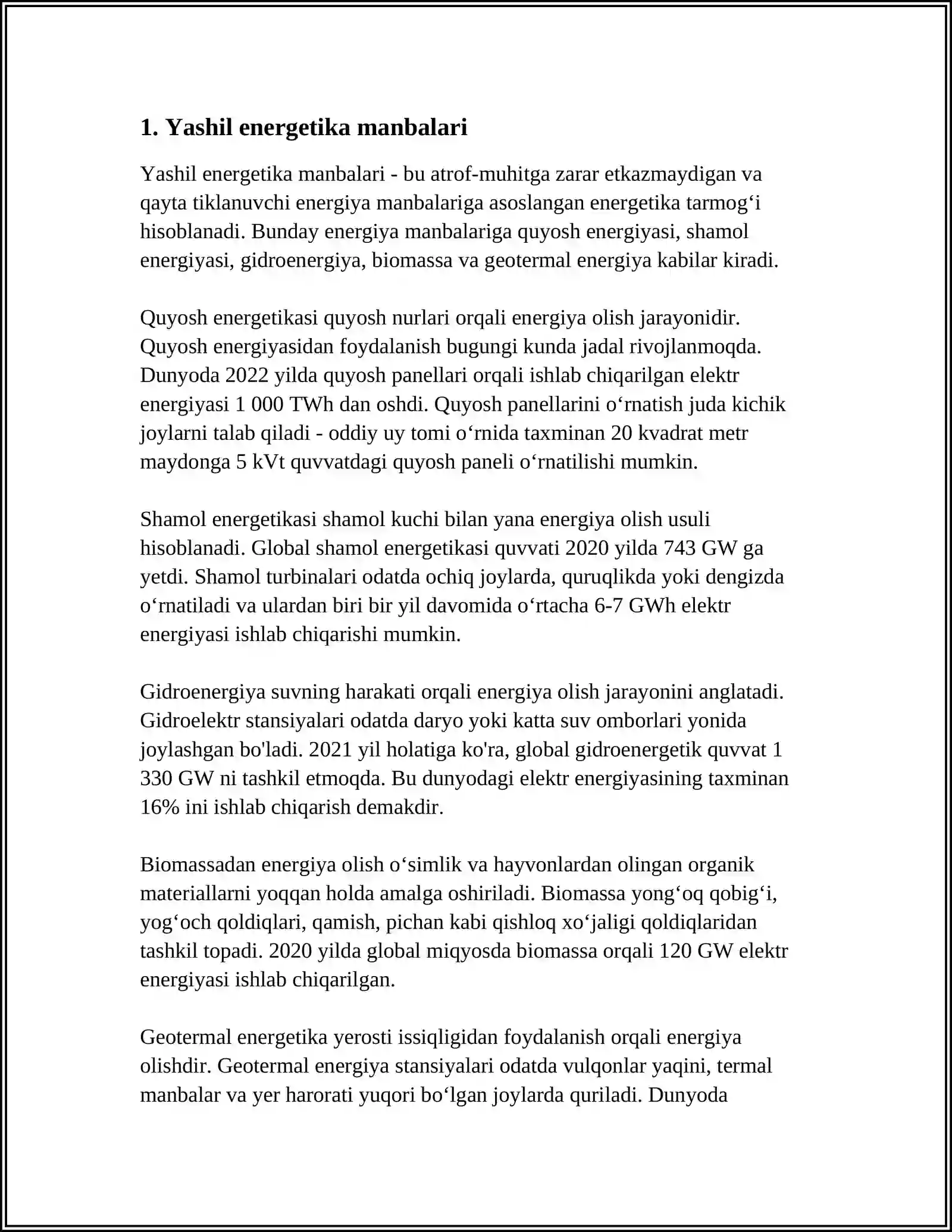 MUSTAQIL ISH Mavzu: YASHIL IQTISODIYOT 3