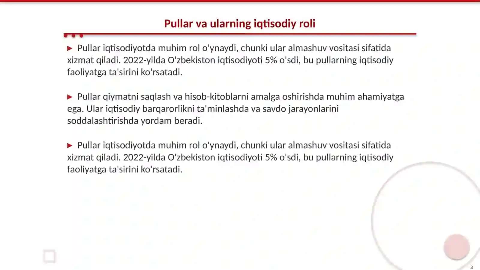 Pullarga boʻlgan talab va pullar taklifi 3