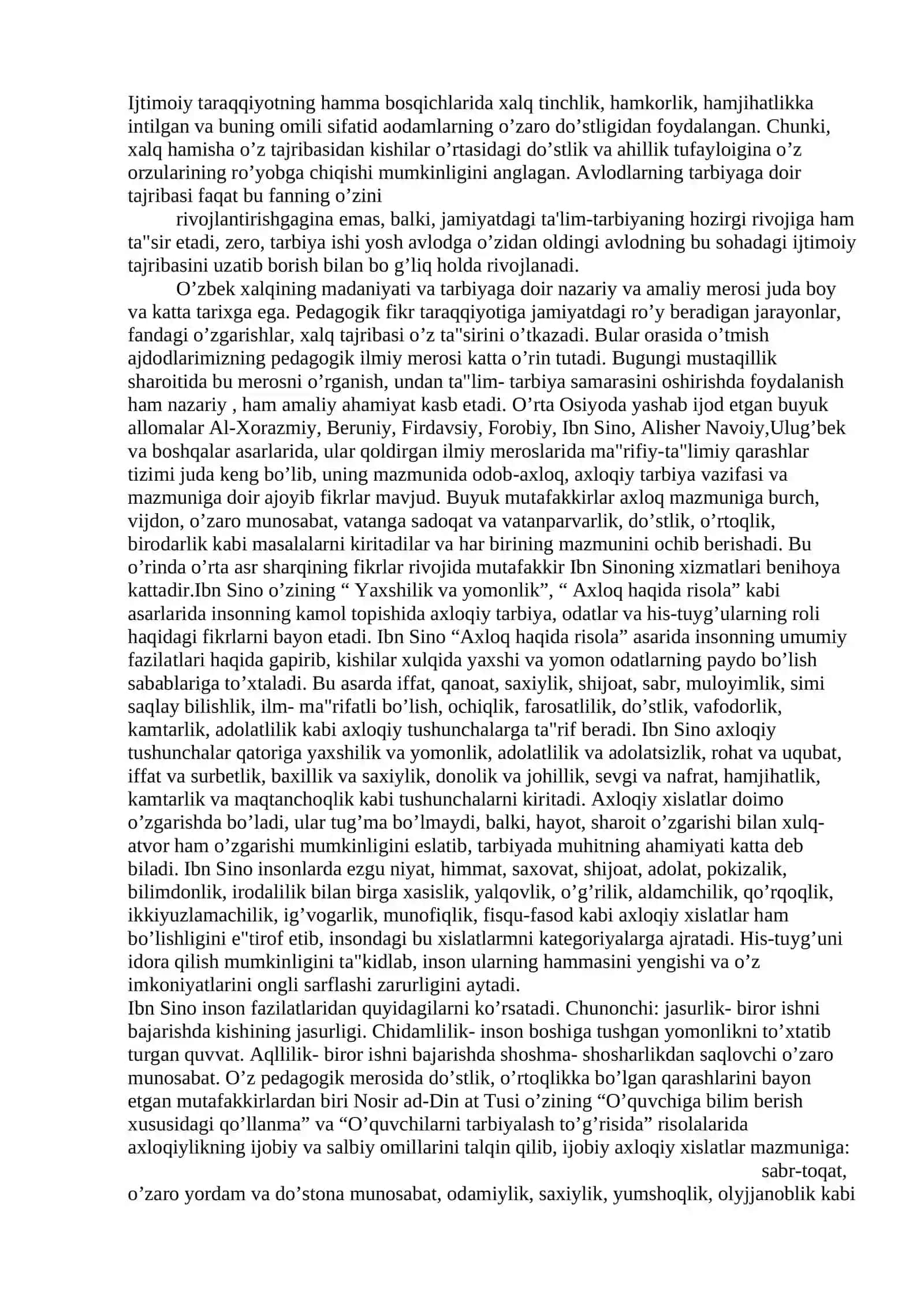 Sharq mutafakkirlari merosida bolalarni o'rtoqlik va do'stlik ruhida tarbiyalash muammosining yoritilishi 3