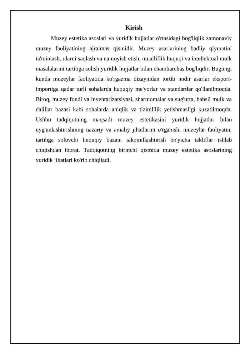 Muzey estetikasi va huquqiy hujjatlar 3