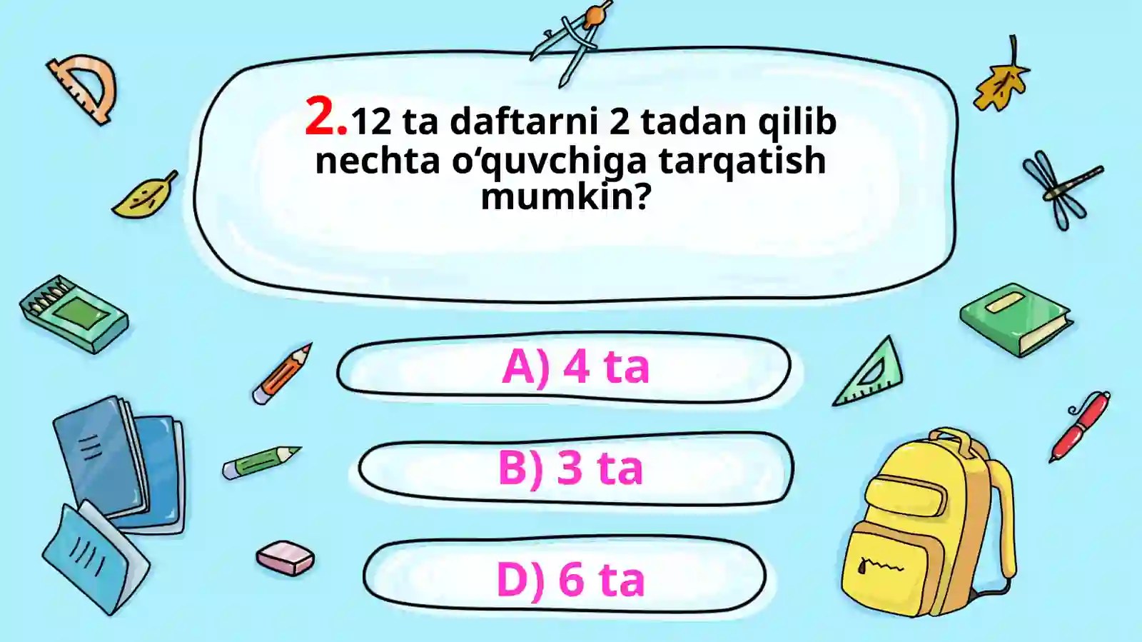 2-sinf Matematika3- chorak test 3
