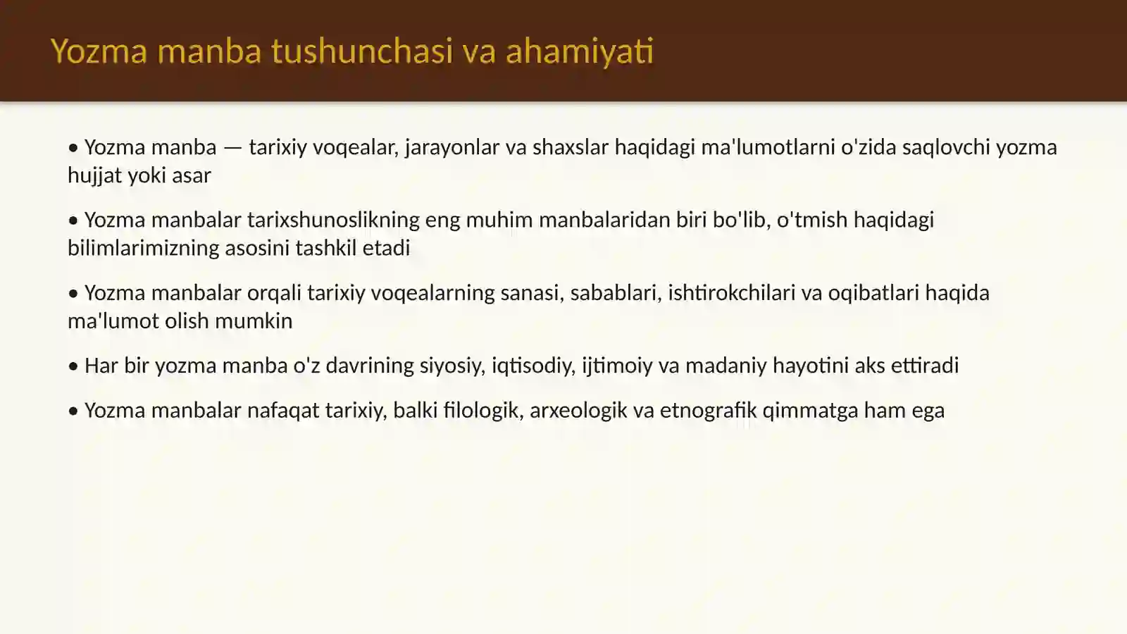 Yozma manbalarga tavsif 3