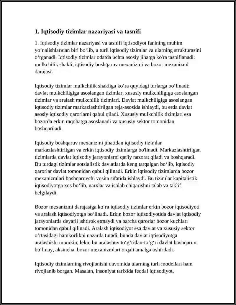 IQTISODIY TIZLIMLAR VA ULARNING TURLI MODELLARI 3