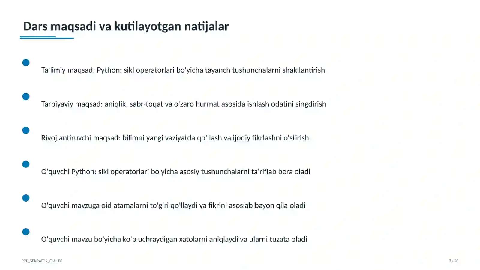 Python: sikl operatorlari (8-sinf) 3