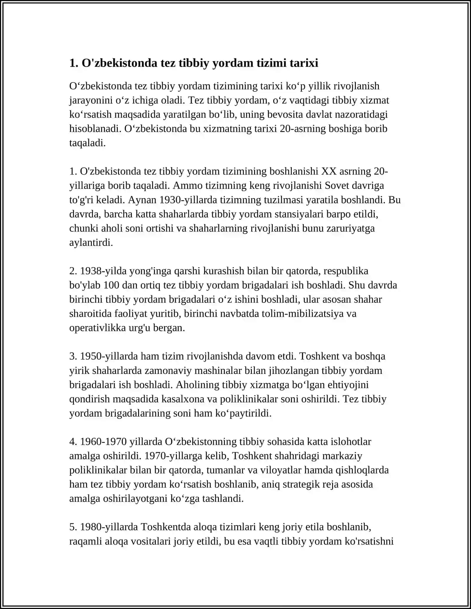 O‘ZBEKISTON SOG‘LIQNI SAQLASH TIZIMIDA TEZ TIBBIY YORDAM SHAKLLARI 3