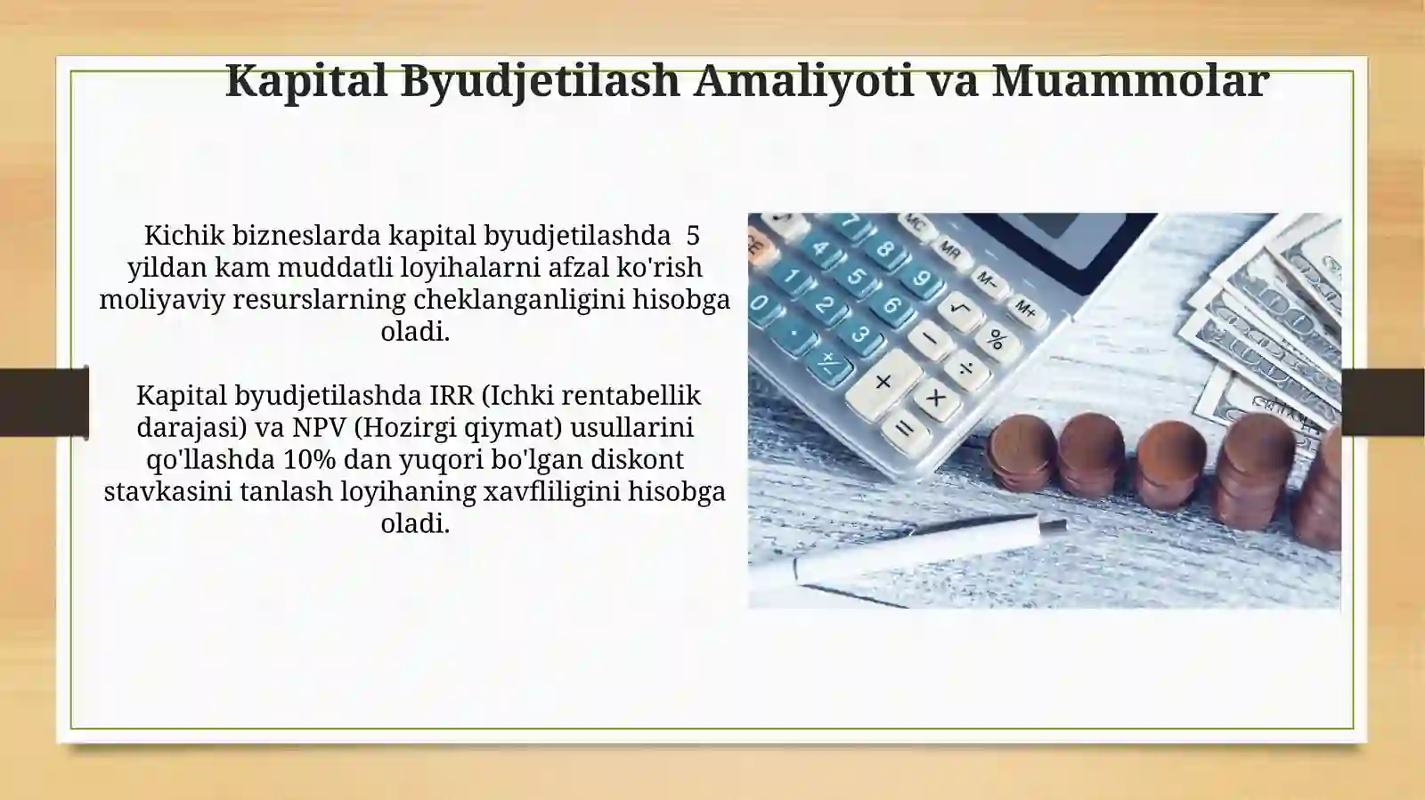 Kapitalni byudjetlashtirish metodlarivaamaliyoti 3