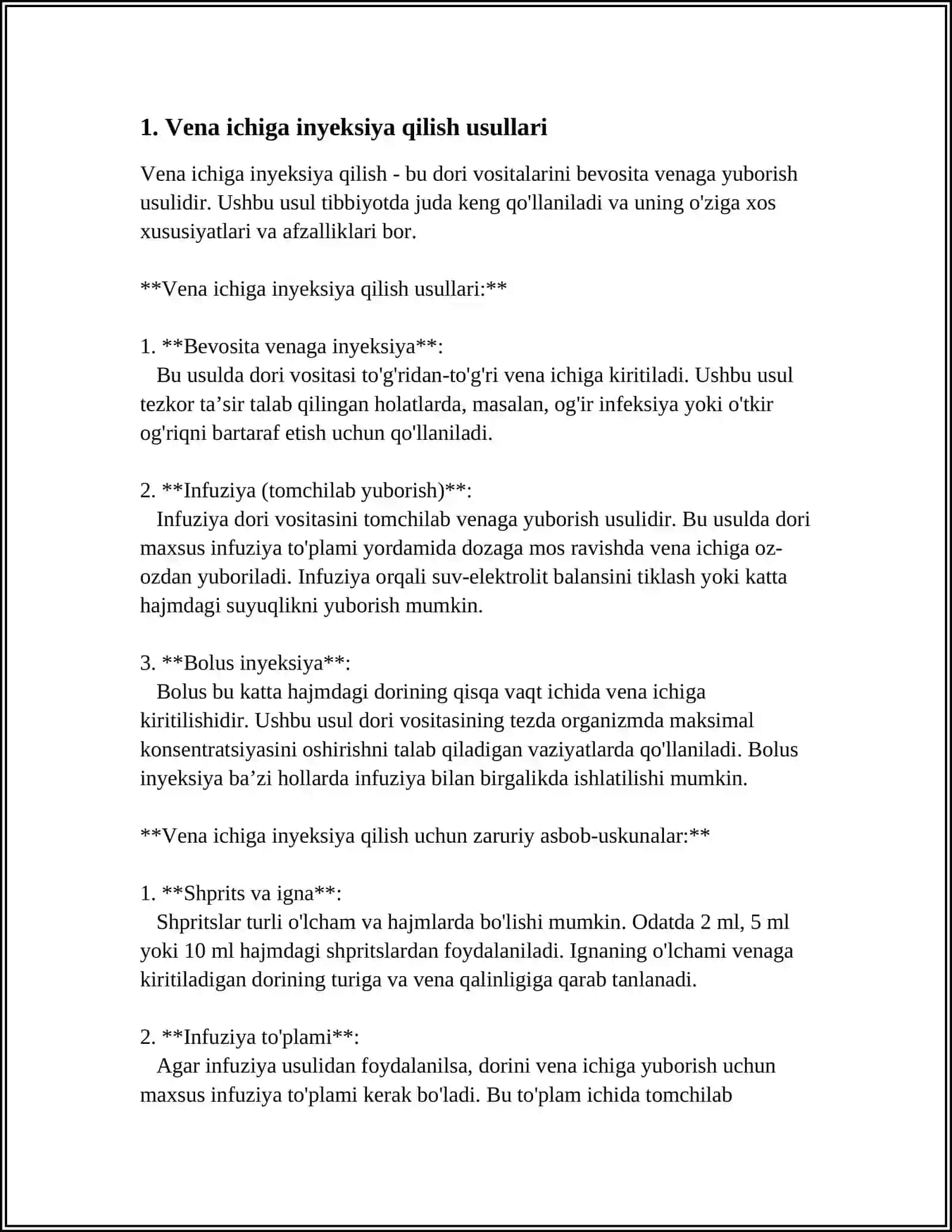 VENA ICHIGA INYEKSIYA QILISH TEXNIKASI 3