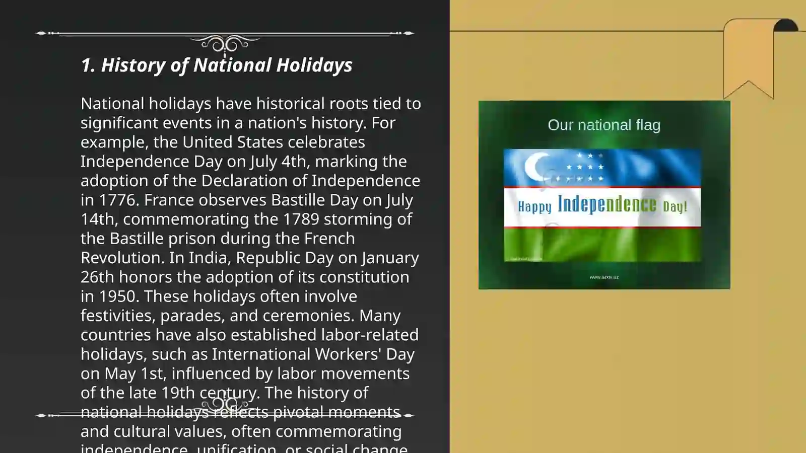 National holidays 3