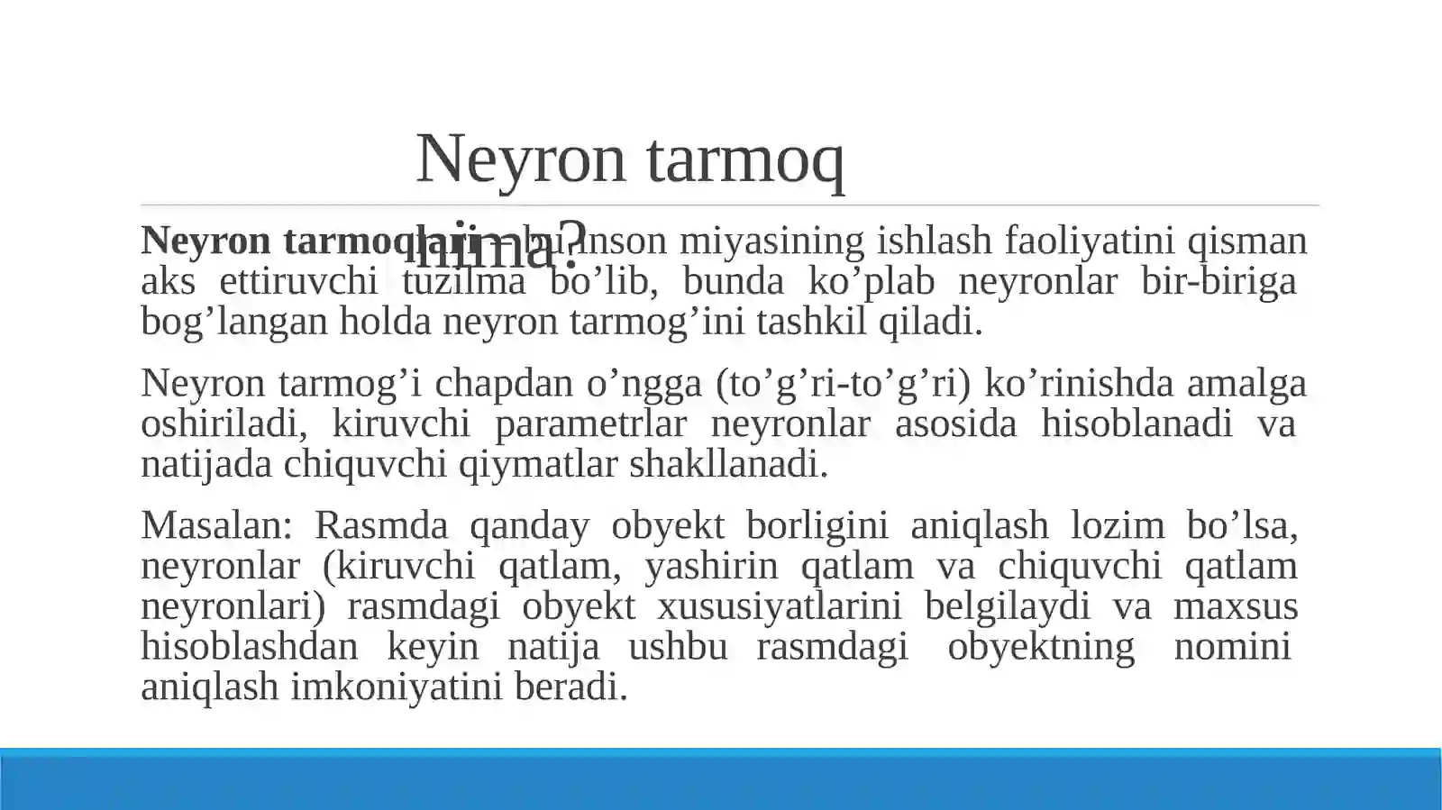 Sun’iy neyron tarmoqlari 3