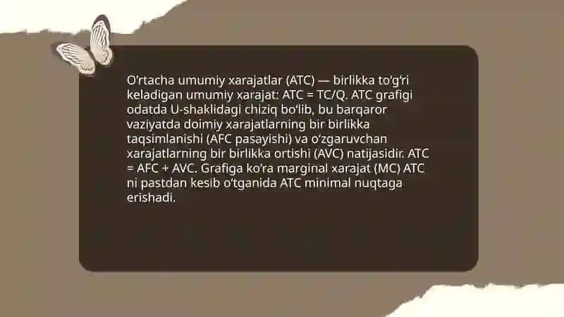 O’rtacha xarajatlar va ularning grafiklarini o’zaro joylashuvi 3