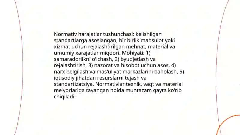 Normativ harajatlar tushunchasi va asosiy tamoyillari 3