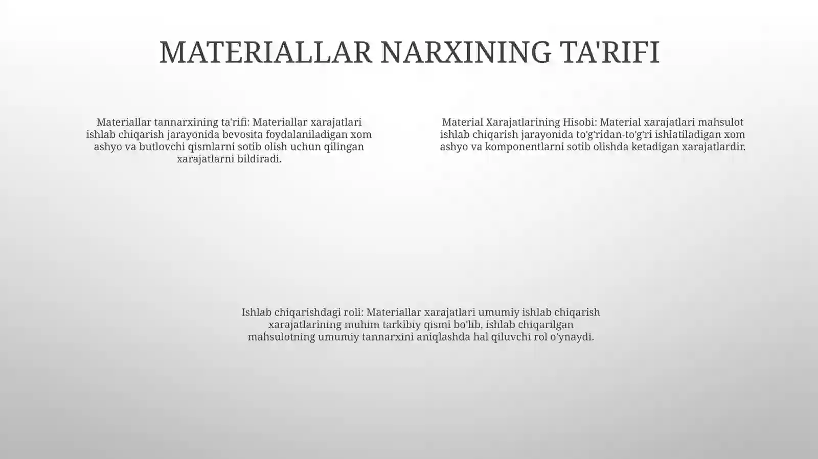 Material Xarajatlarining Hisobi 3