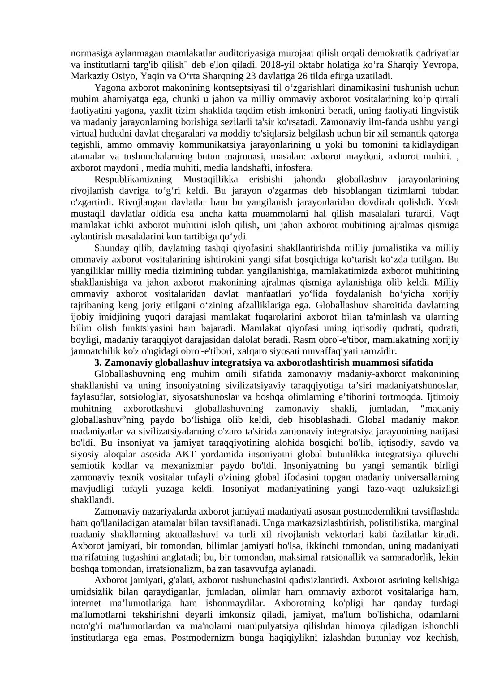 Xorijiy ommaviy axborot vositalarining media makonidagi o‘rni 3