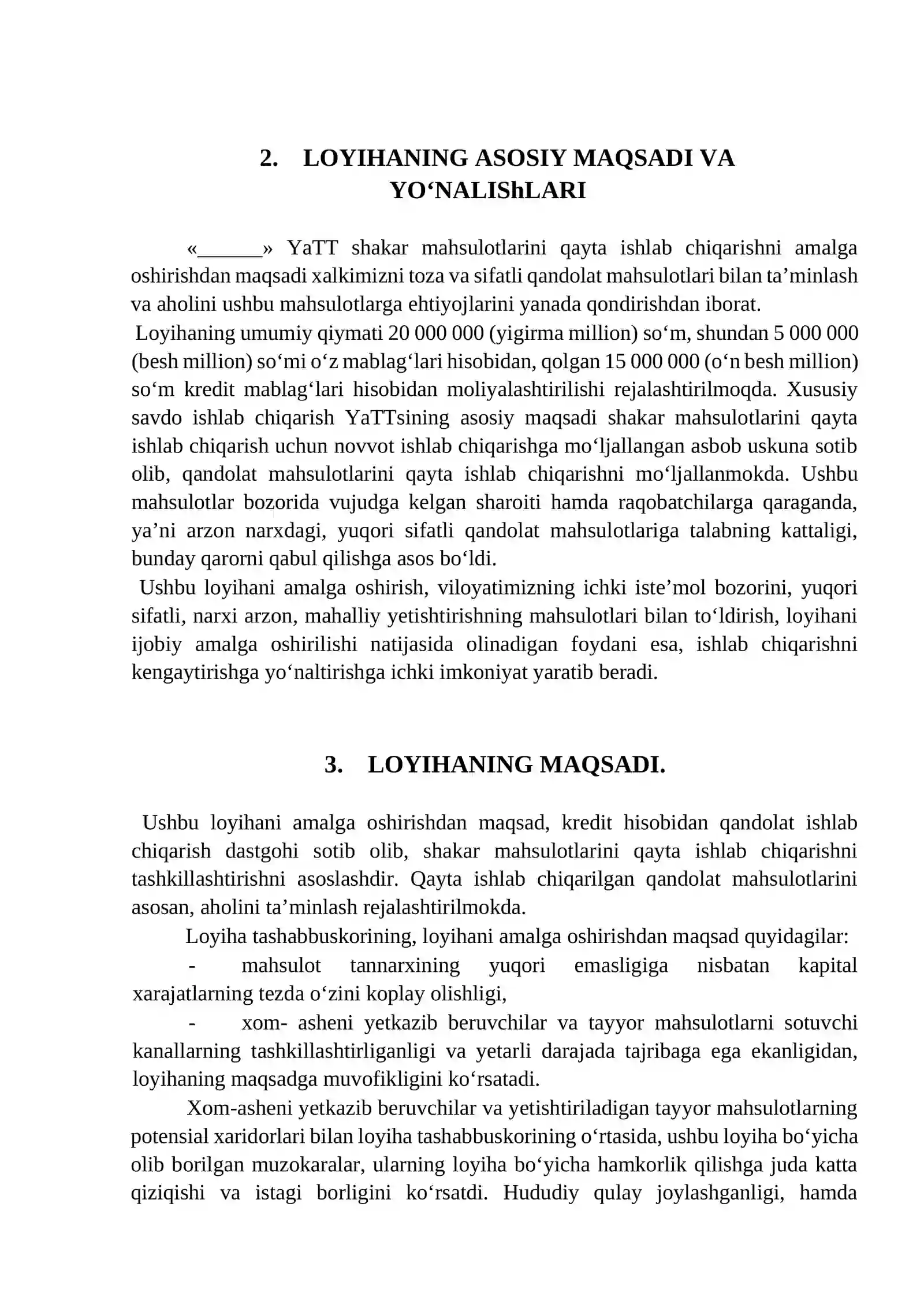 Qandolat mahsulotlarini ishlab chiqarish BIZNES REJASI 2026 3