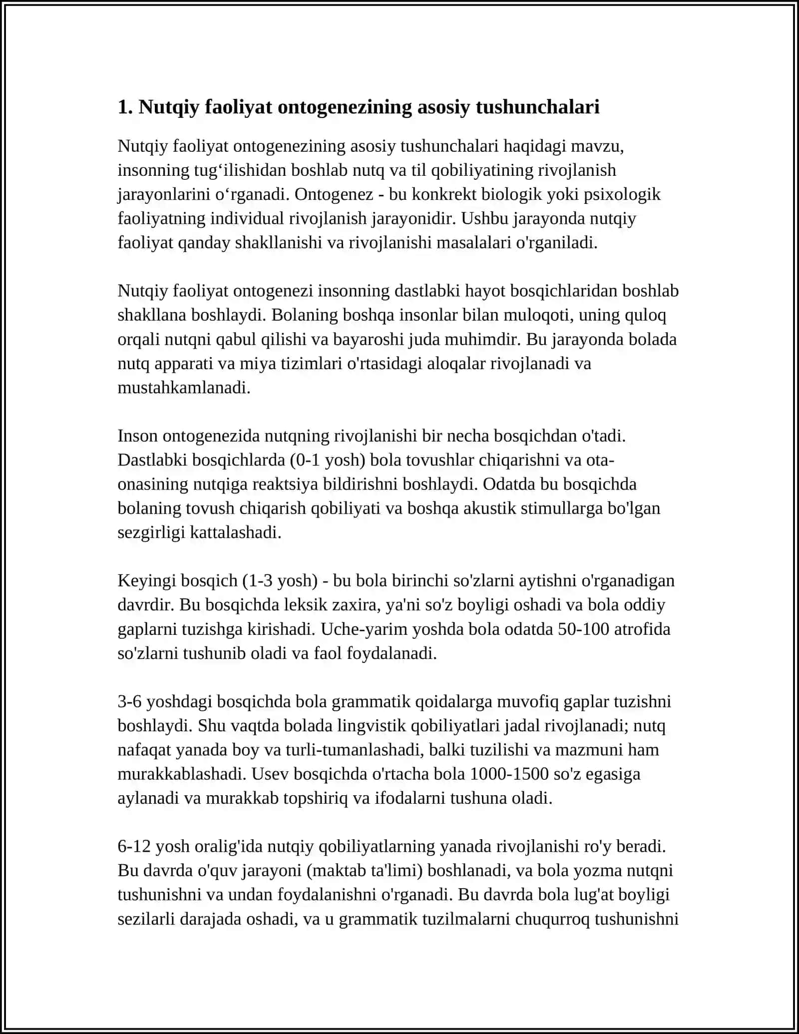 NUTQIY FAOLIYAT ONTOGENEZI FANINING PREDMETI VA VAZIFALARI 3