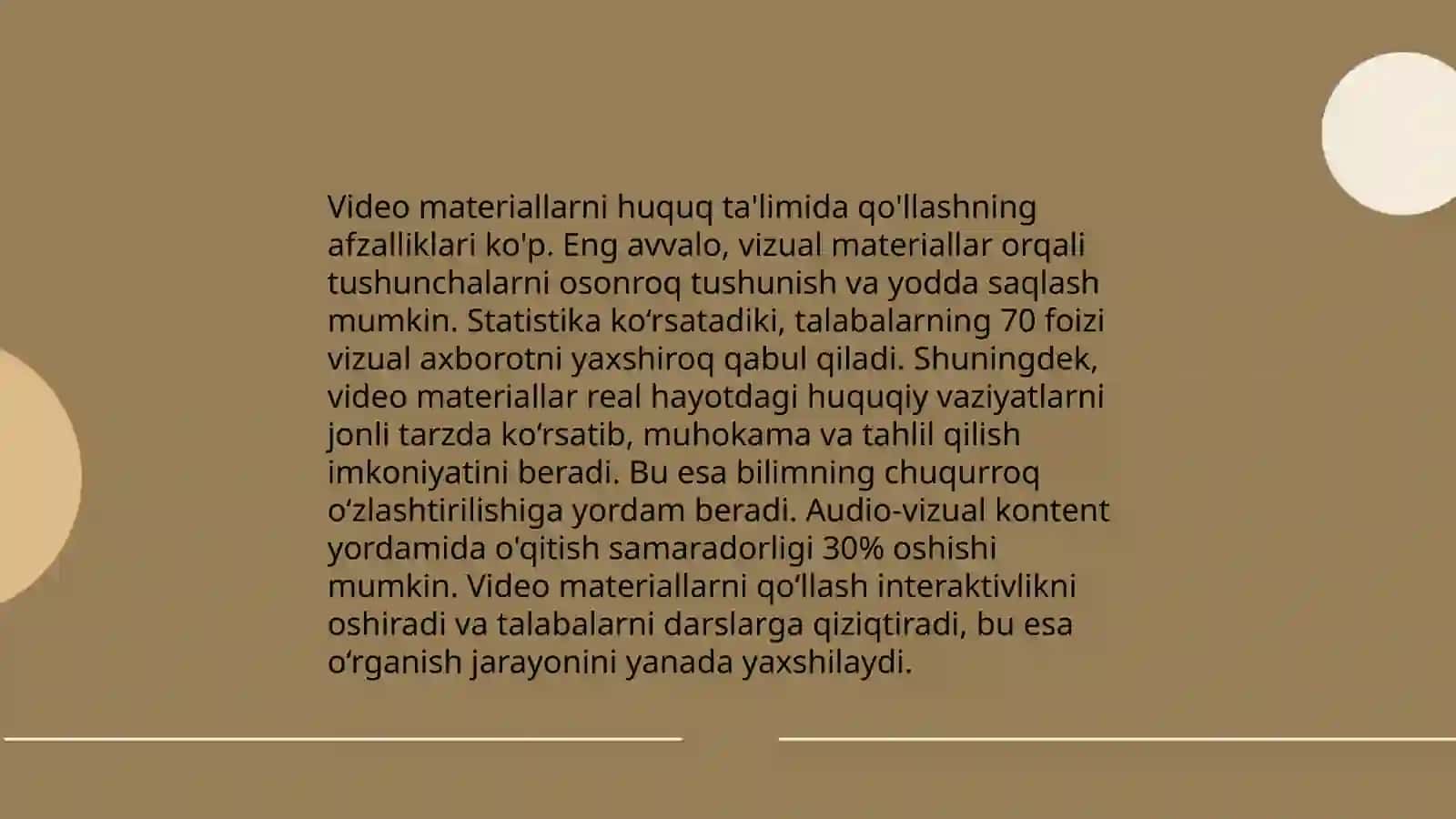 Huquqni o'rgatishda video va vizual materiallardan foydalanish 3